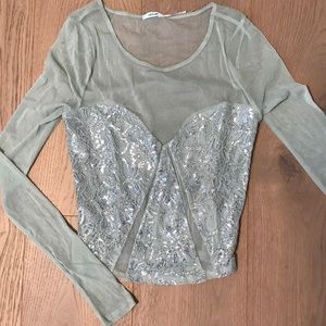 Sheer-backed Lace Long Sleeve